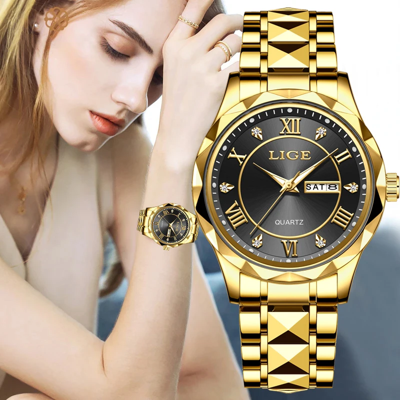 Top Trends: LIGE Casual Sport Watch Ladies Top Luxury All Steel Waterproof Quartz Watches For Women Fashion Gold Watch Women Montres Femmes Shoppable Styles