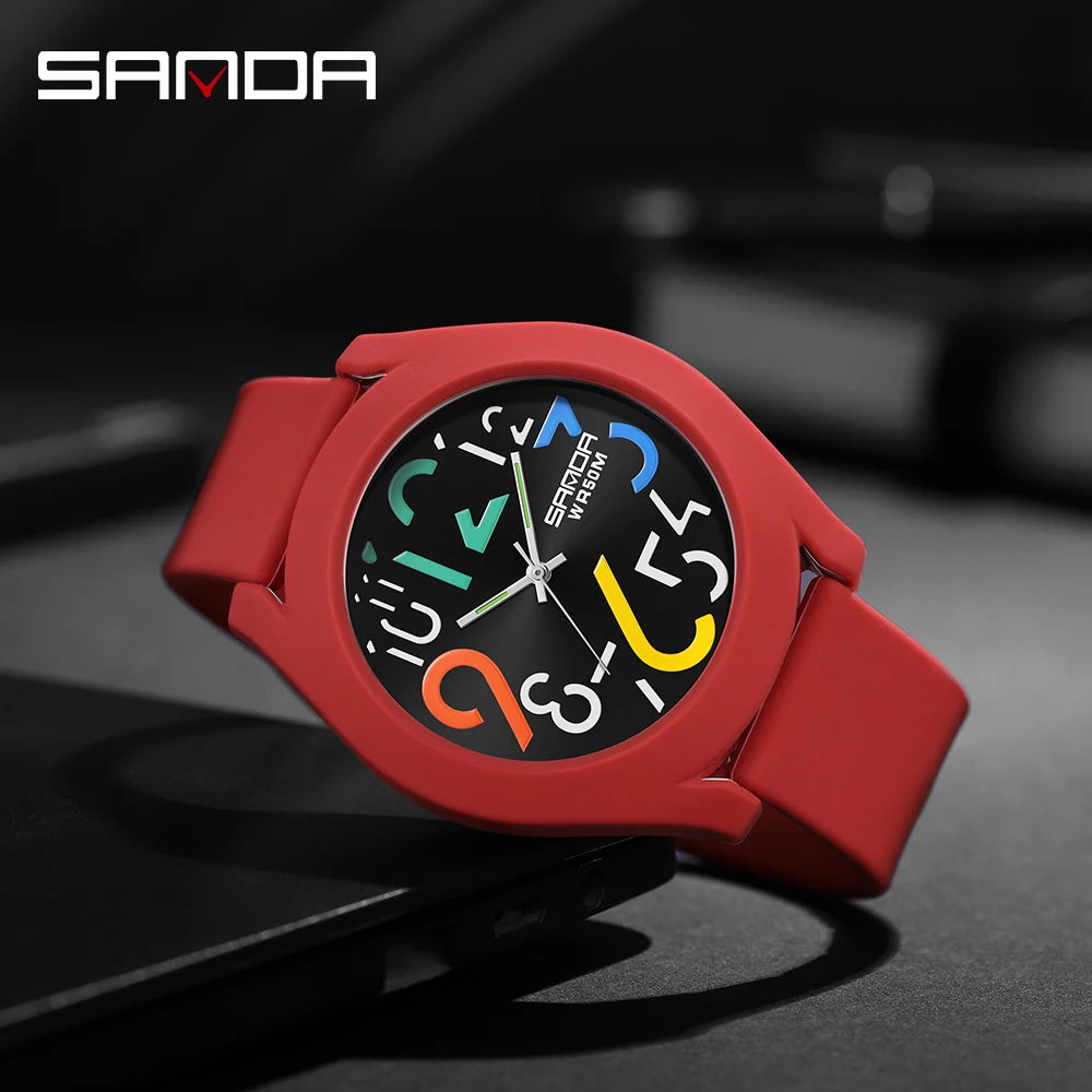 Top Trends: Sanda Men&#039;S Watch Silicone Strap Waterproof Watch Creative Simple Girls &#039;Watch 2023 New Fashion Red Casual Quartz Clock 9021 Shoppable Styles