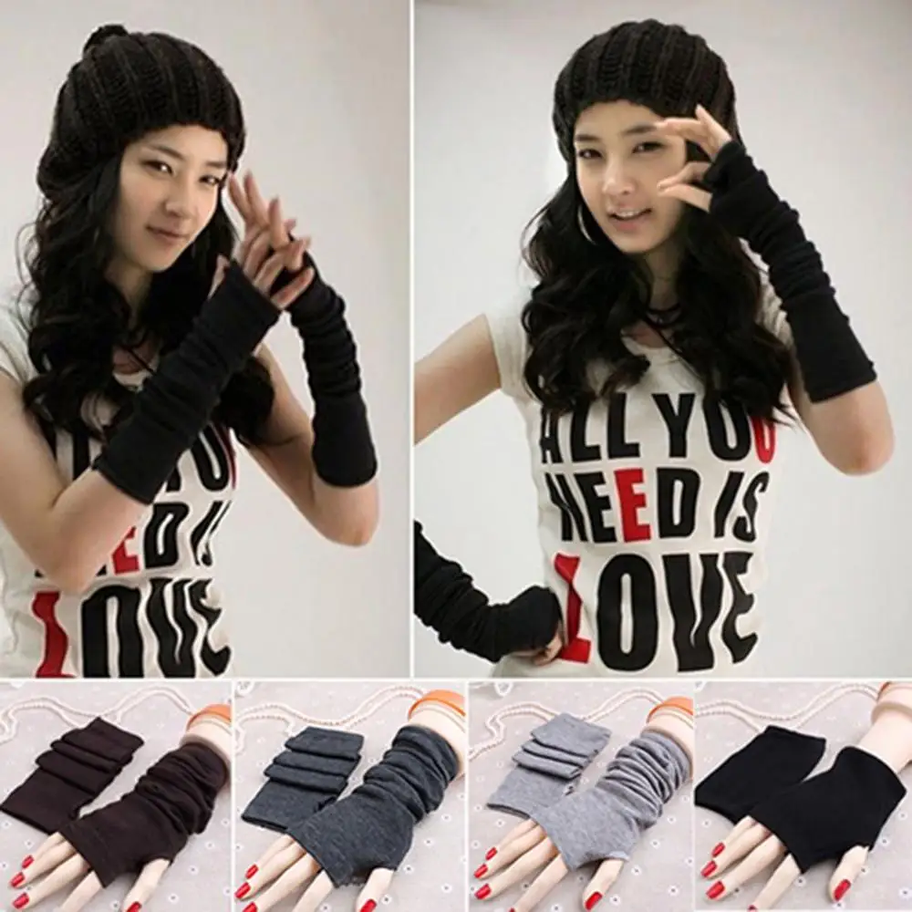 Top Trends: Women Knitted Fingerless Gloves Wrist Arm Long Mittens Arm Sleeves Women Gloves JK Kawaii Girl Mitten Oversleeve Arm Gloves Shoppable Styles