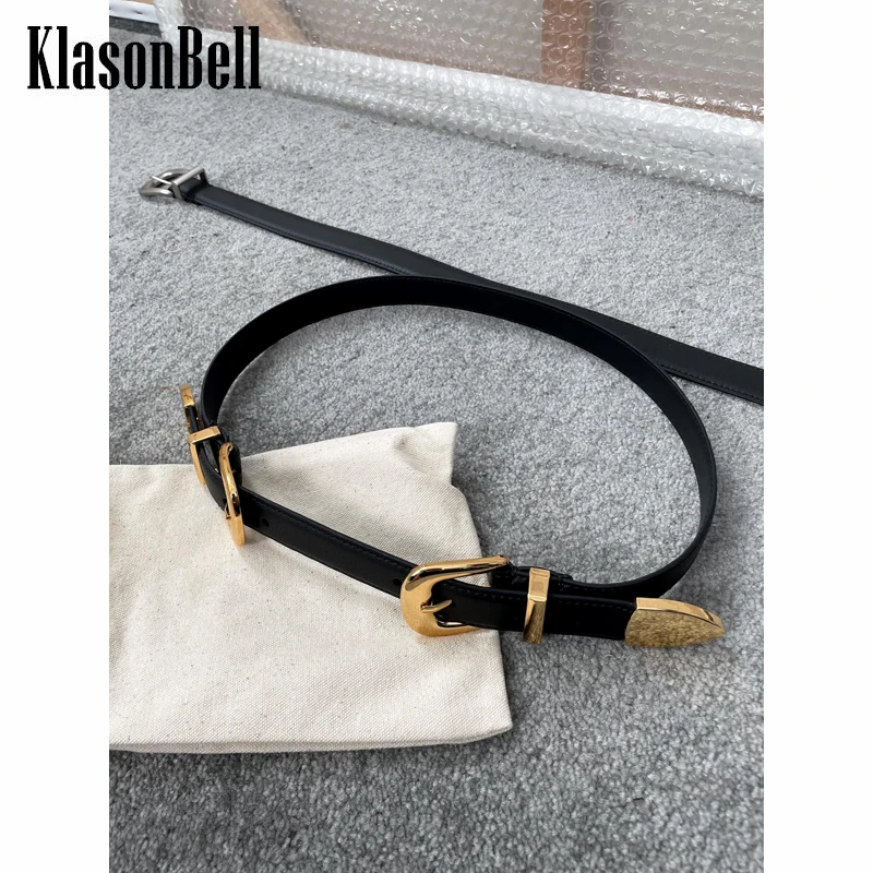 Top Trends: 6.5 KlasonBell Fashion Black Buckle Cowskin Belt Women Shoppable Styles