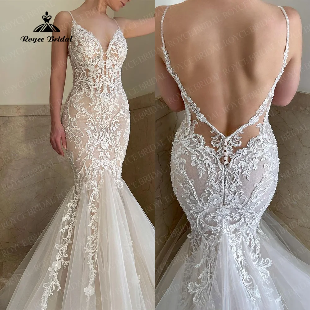 Top Trends: 2023 Vintage Mermaid Wedding Dresses 3D Floral Applique Lace Backless Sweep Train Boho Beach Bridal Gowns Robe De Soiree De Mari Shoppable Styles