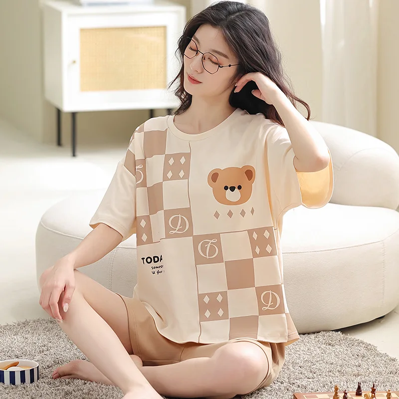 Top Trends: Summer Women's Pajamas Short Sleeved Shorts Cartoon Casual Cute Student Girl Breathable Spring And Summer Pure Cotton Home Wear Shoppable Styles - Image 5