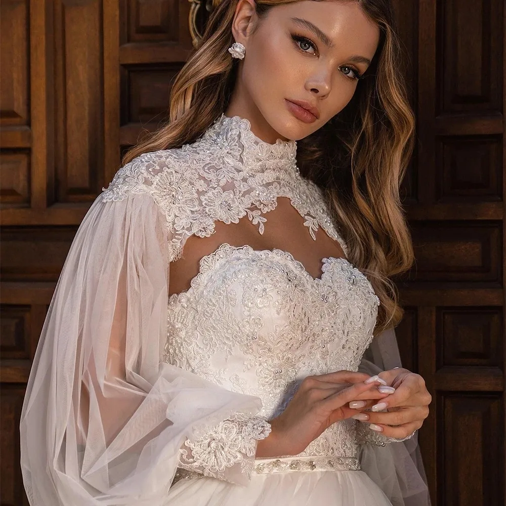 Top Trends: Luxury Puff Sleeve A-line Wedding Dress For Bride 2023 Princess Lace Tulle Sweetheart Floor Length Bridal Gown Boho Vestidos Shoppable Styles - Image 3