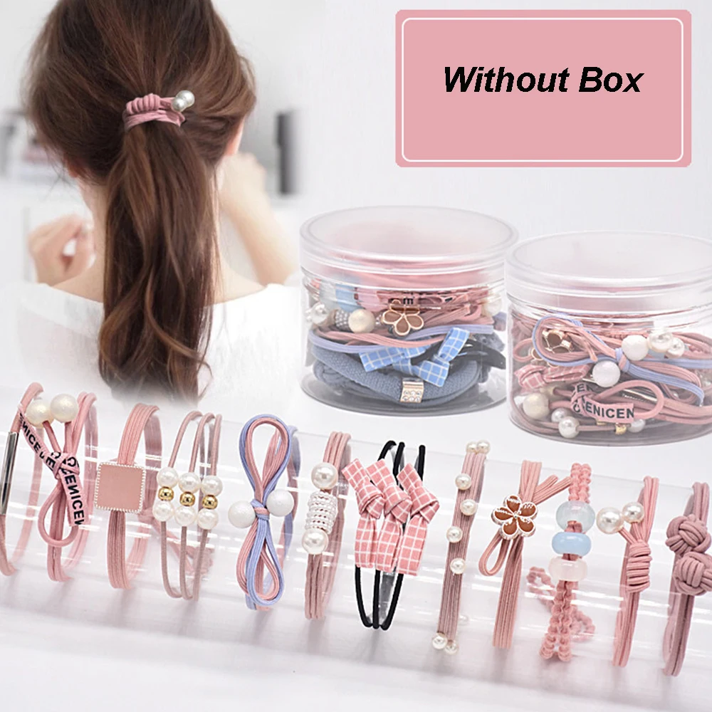 Top Trends: 12Pcs / Set Elastic Hair Rope For Women Flower Pearl HairpinPink Scrunchies Ponytail Holder Hair Band Hair Accessories For Girl Shoppable Styles