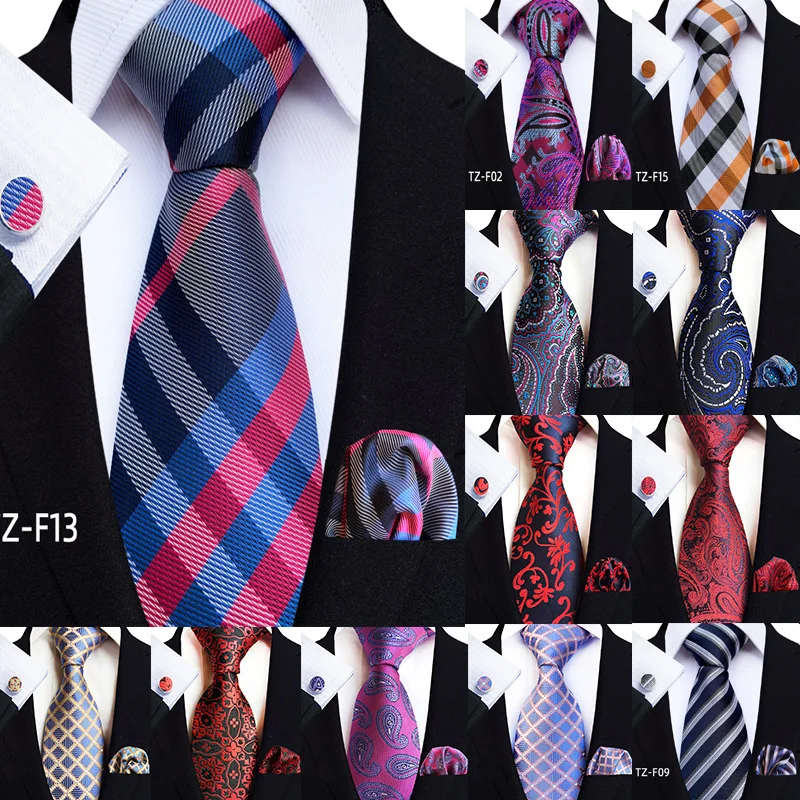 Top Trends: 39 Colors Classic Silk Men&#039;s Ties 8cm Blue Plaid Dot Striped Business Necktie Handkerchief Wedding Party Tie Set Gravatas Shoppable Styles