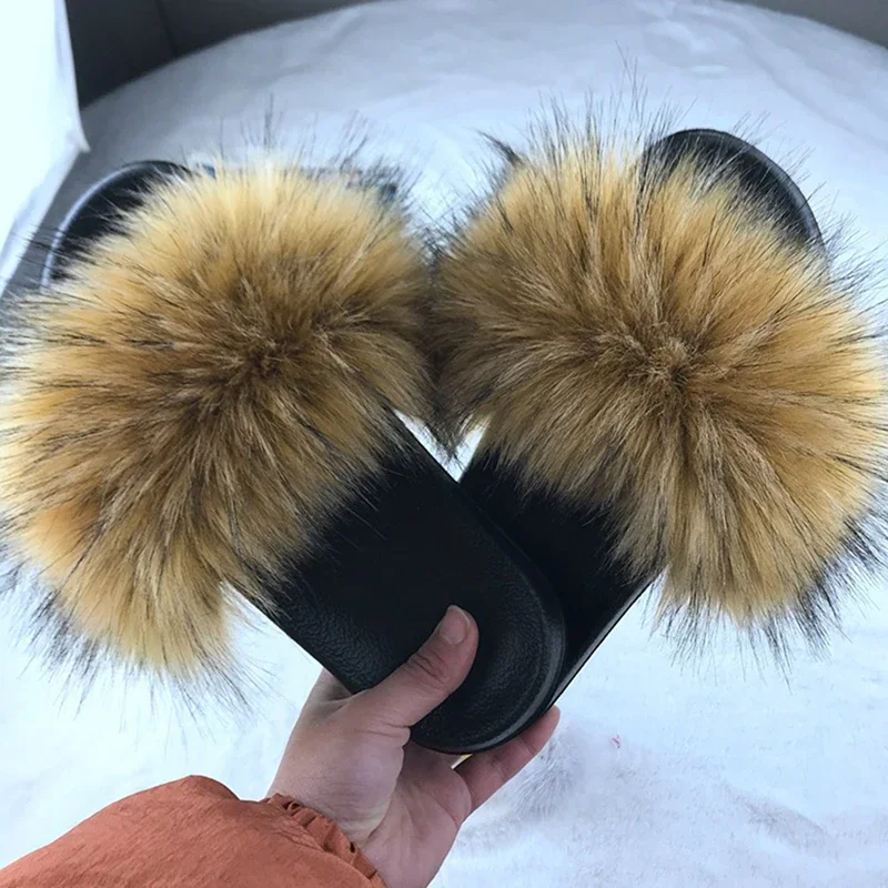 Top Trends: Sexy Faux Fur Slippers Fluffy Flat Slides Fur Fluffy Sandals Girls Beach Home Plush Sliders Furry Flip Flops Women Warm Shoes Shoppable Styles