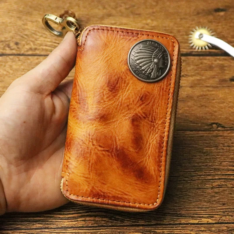 Top Trends: Original Leather Keychain Wallet Men Women Key Holder Organizer Pouch Cow Leather Car Key Bag Wallet Brand Housekeeper Keys Case Shoppable Styles