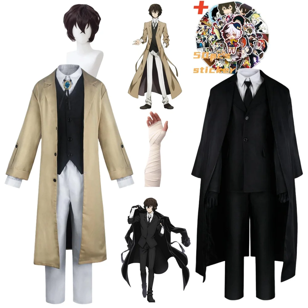 Top Trends: Anime Bungo Stray Dogs Dazai Osamu Cosplay Costume Long Jacket Coat Suits Outfit Uniform Halloween Christmas Party Clothes Shoppable Styles