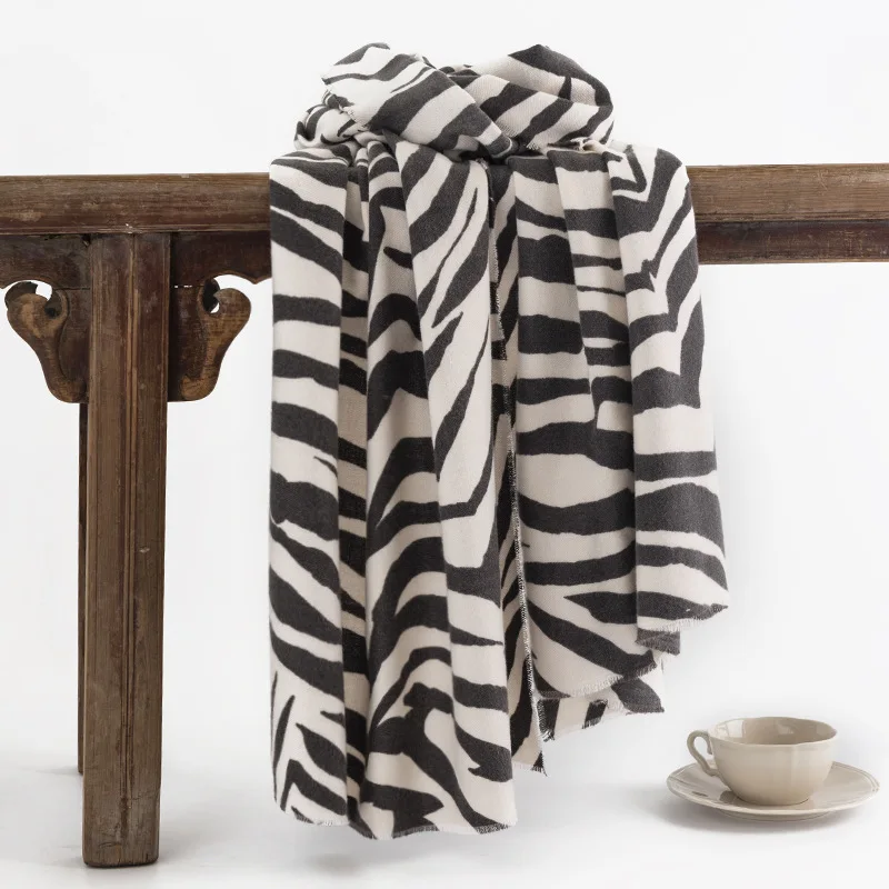 Top Trends: Fashion Versatile Autumn And Winter Thickened Zebra Pattern Imitation Cashmere Women&#039;s Scarf Cold And Warm Striped Shawl Gift Shoppable Styles