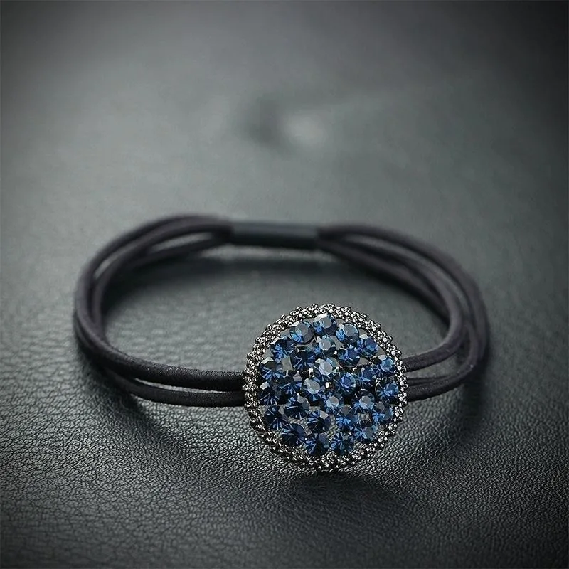 Top Trends: 2023 Blue Rhinestone Flower Scrunchies Women Girls Elastic Hair Rubber Bands Accessories Tie Hair Ring Rope Headdress Headwear Shoppable Styles - Image 5