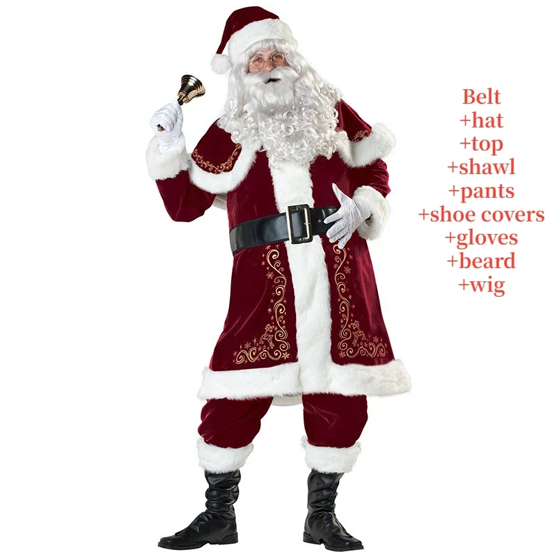 Top Trends: Santa Claus Cosplay Costume Red Deluxe Velvet Fancy Outfit Set Xmas Party Men Family New Year Santa Claus Suit Adult Christmas Shoppable Styles