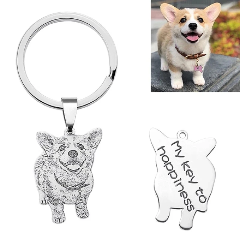 Top Trends: Dascusto Customized Pet Photo Keychain Stainless Steel Dog Tag Key Chain For Memorial Best Gift Personalized Pet Animal Keyring Shoppable Styles