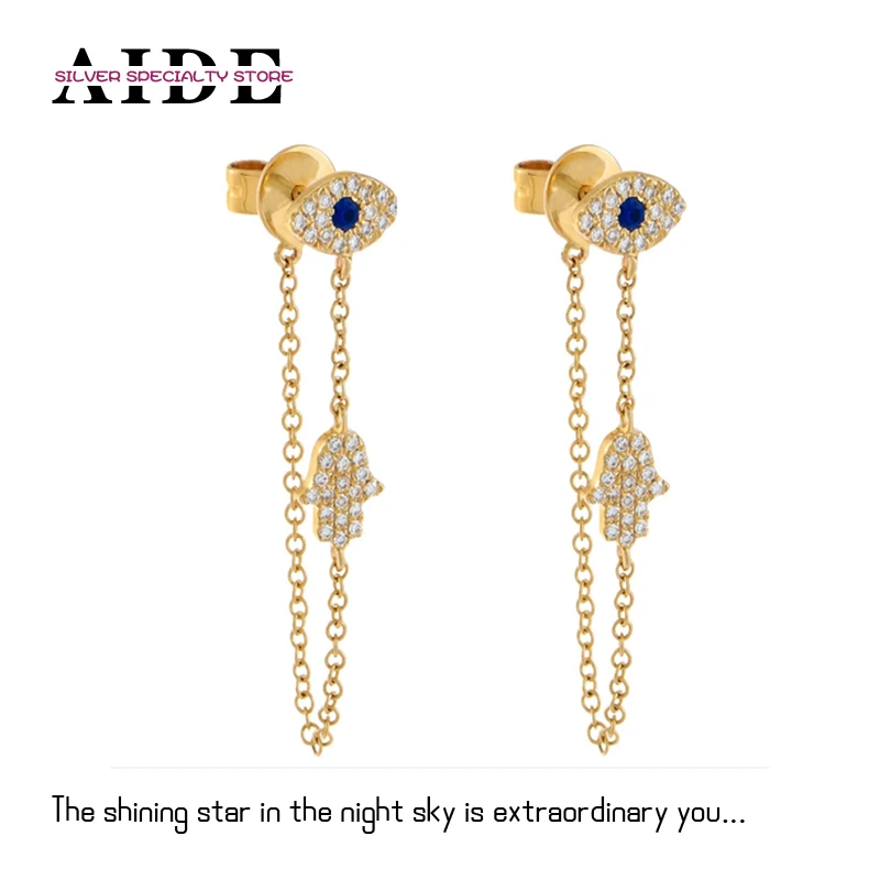 Top Trends: AIDE Original 925 Silver Jewelry Accessories Piercing Eyes CZ Stud Earrings For Women Fashion Chians Earrings Female Pendientes Shoppable Styles