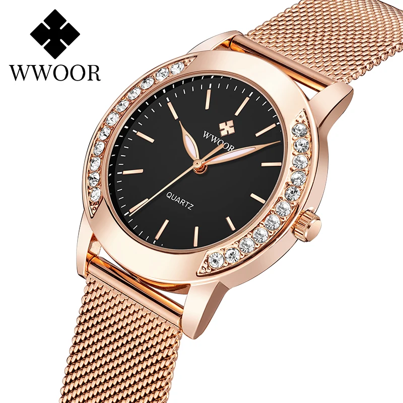 Top Trends: WWOOR New Fashion Watch Gift For Women Casual Luxury Diamond Dial Date Ladies Quartz Bracelet Wristwatch Female Relogio Feminino Shoppable Styles