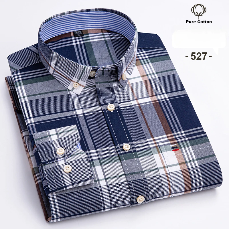 Top Trends: Fashion Over Size7XL Long-sleeve Shirts For Men100% Cotton Oxford Plan Shirt Slim Fit Casual Elegants Clothes Free Shipping Items Shoppable Styles