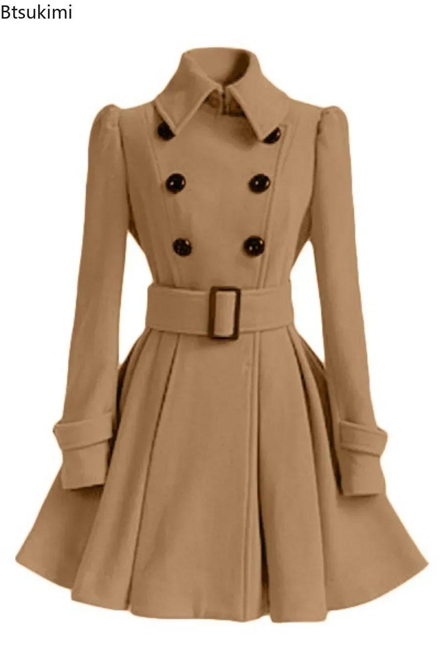 Top Trends: New 2024 Women‘s Elegant Thick Midi Length Double-breasted Overcoat Keep Warm A-line Loose Hem Tight Waist Woolen Coat With Belt Shoppable Styles