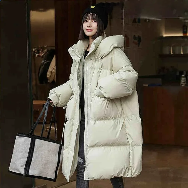 Top Trends: 2024 New Women Down Jacket Winter Coat Female Long Parkas Loose Large Size Thick Warm Outwear Fashion Simplicity Hooded Overcoat Shoppable Styles