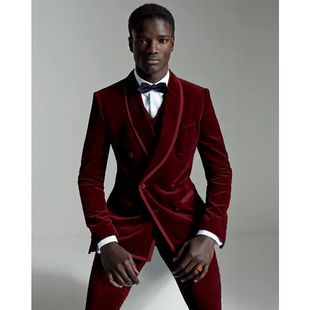 Top Trends: SZMANLIZI Tailor Made Burgundy Velvet Men Suits Slim Fit 3 Pieces Wedding Suits Foe Men Groom Prom Party Tuxedo Blazer Vest Pant Shoppable Styles