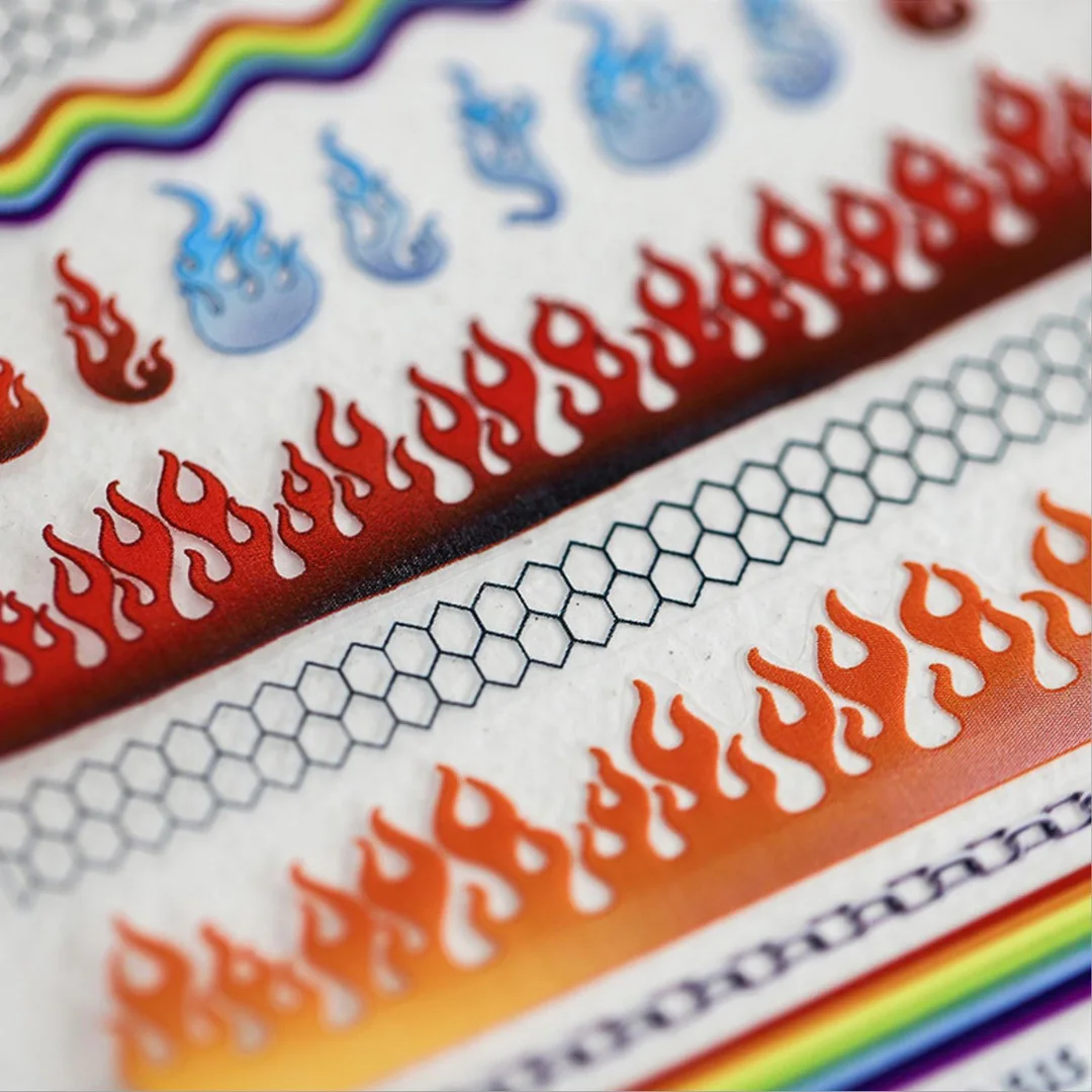 Top Trends: Nail Sticker Flame Fire Torch Light 12 Style High Quality 3D Engraved Nail Stickers Art Decorations Nail Decals Design Korea Shoppable Styles - Image 3