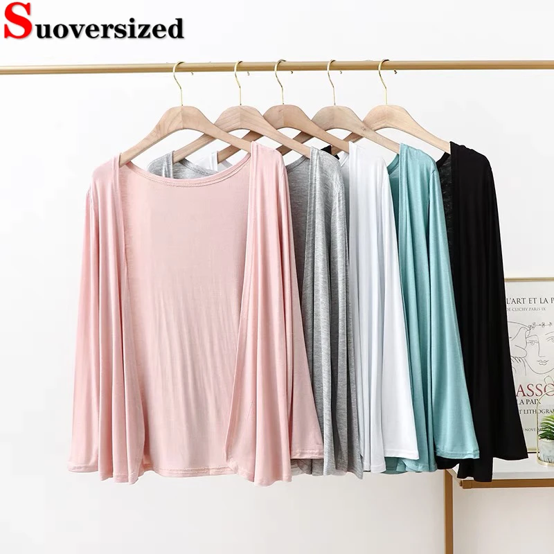 Top Trends: Summer Modal Women Cardigan Long Sleeve Lightweight Tops Sunscreen Large Size Casual Coats Loose Korean Thin Pink Outwear 2023 Shoppable Styles