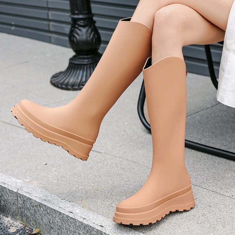 Top Trends: New 38cm Long Tube High Tube Women's Rain Boots PVC Outdoor Non-slip Fashion Rain Boot Comfortable Thick Bottom Waterproof Shoes Shoppable Styles