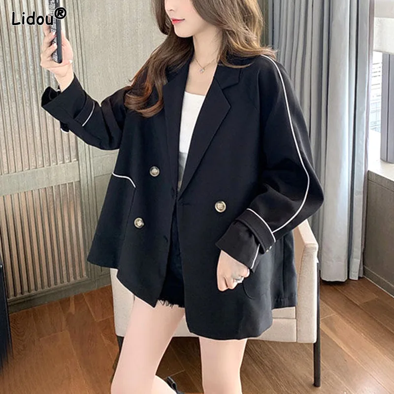 Top Trends: Korean Button Solid Blazers Patchwork Casual Straight Women's Clothing Coat Spring Summer Autumn Thin Notched Pockets Streetwear Shoppable Styles