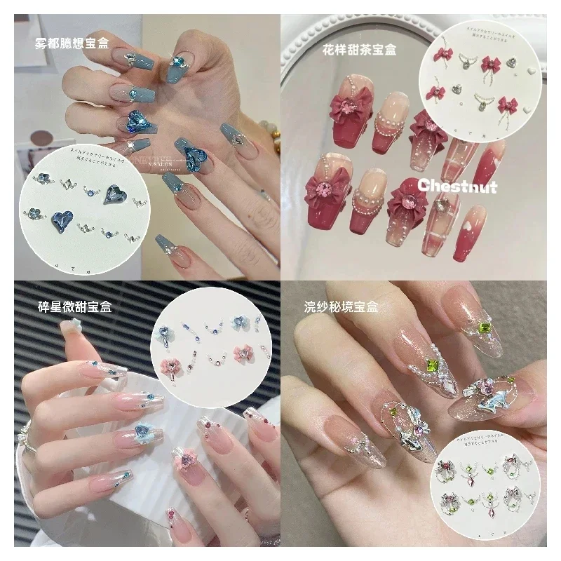 Top Trends: Mixed Styles Rhinestone Glass 3D Nail Art Decorations Parts Resin Cute Cartoon Aurora Bear Nail Charms Crystals Kawaii Accessory Shoppable Styles