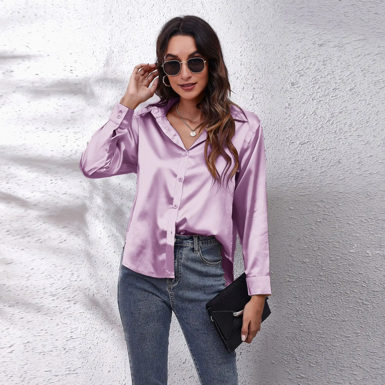 Top Trends: Satin Shirt Silk Top Elegant And Comfortable Long Sleeve Loose Fit Women's Spring New Fashion Casual Street Button Shirt Shoppable Styles