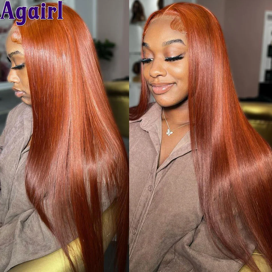 Top Trends: 180% Bone Straight Ginger Lace Front Wig Orange Brown 13x6 13x4 HD Lace Frontal Wig PrePlucked Glueless Transparent 6x4 Lace Wig Shoppable Styles