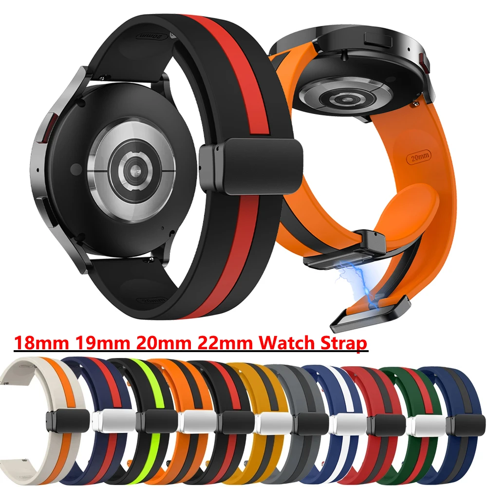 Top Trends: 20mm 22mm Silicone Strap For Samsung Galaxy Watch 5 4 6 Classic Watch 5 Pro Magnetic Bracelet Active2 / Gear S3 / Huawei GT2 / 3 Band Shoppable Styles