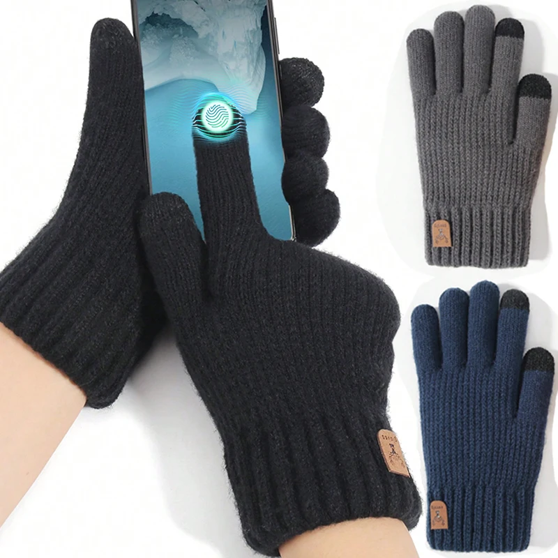 Top Trends: Cashmere Gloves Winter Warm Five Finger Mittens Touchable Men Outdoors Skiing Cycling Motorcycle Cold-proof Fingering Gloves Shoppable Styles