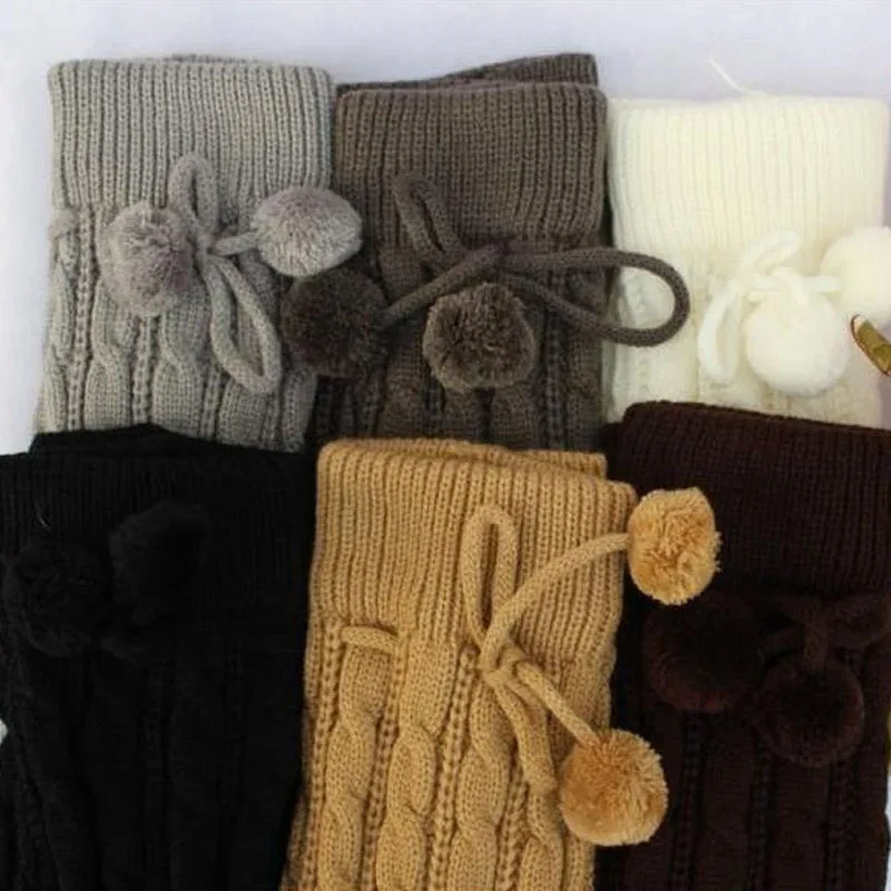 Top Trends: 2018 New Fashion Casual Women Warm Winter Knitted Leg Warmers Knitted Socks Crochet Long Boots Socks With Hairball Shoppable Styles - Image 6