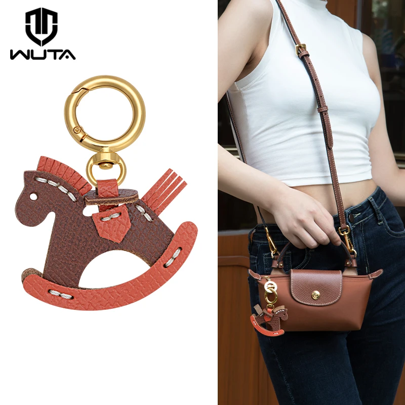 Top Trends: WUTA Genuine Leather Bag Charm Rocking Horse Pendant For Longchamp Bag Hanging Ornament Keychain Decoration DIY Bag Accessories Shoppable Styles