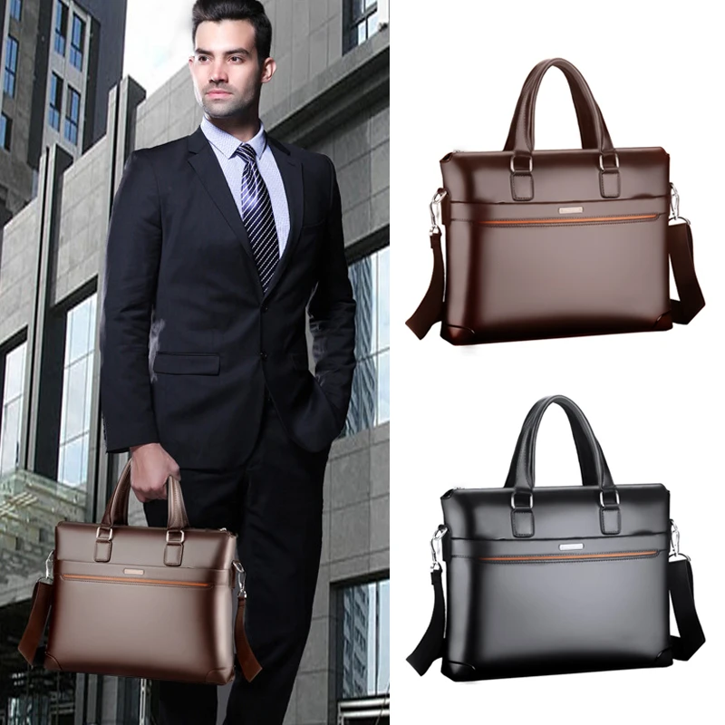 Top Trends: Kangaroo PU Leather Briefcases For Men Laptop Designer Document Business Tote Handbag Shoulder Square Side Porter Crossbody Bag Shoppable Styles