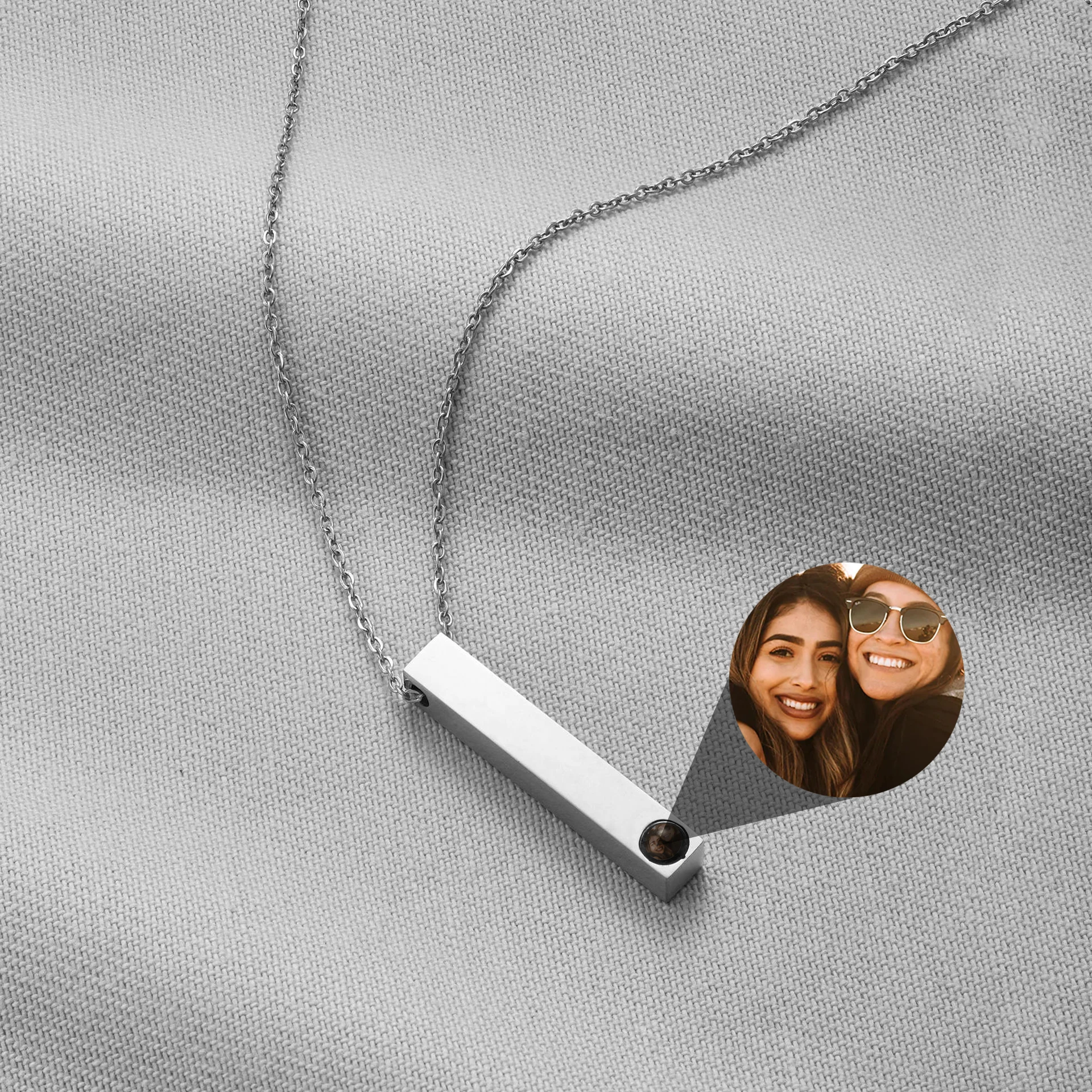 Top Trends: Custom Projection Necklace Fadeless Stainless Steel Rectangular PendantCustomized Photo Necklace Pendant Commemorative Gift Shoppable Styles