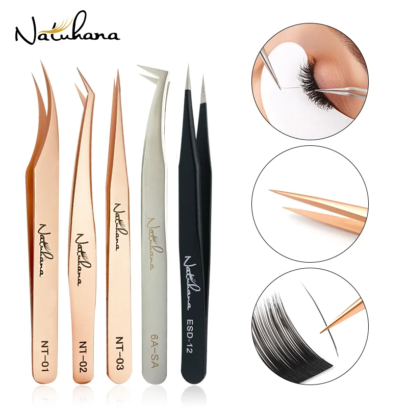 Top Trends: NATUHANA Anti-static Straight Eyelash Extension Tweezers Industrial Precision Curved Straight Lash Eyebrow Tweezers Makeup Tools Shoppable Styles