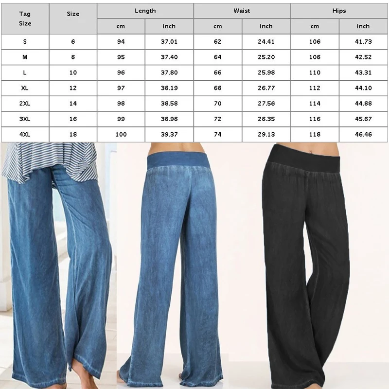 Top Trends: Women Denim Wide Leg Pants Elastic High Waist Trousers Casual Loose Jeans Pants Female Vintage Streetwear Womens Clothing Shoppable Styles - Image 6