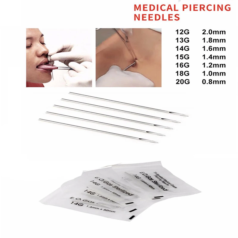 Top Trends: 10PC 316L Surgical Steel Tool Disposable Sterile Body Piercing Needles Medical Needle For Navel Stud Nipple Ear Nose Tongue Lip Shoppable Styles