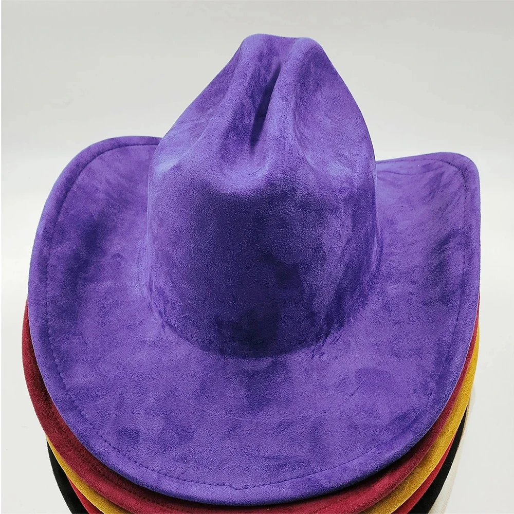 Top Trends: Classical Suede 10CM Large Brim Western Cowboy Fedora Hat For Women Men Church Jazz Hats Fashion Travel Party Hat 2023 Shoppable Styles - Image 3