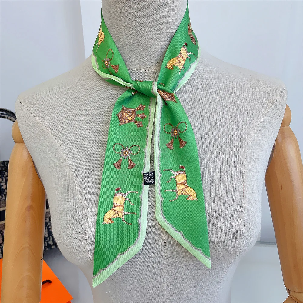 Top Trends: New Design Silk Scarf Women Luxury Horse Print Fashion Hairband Hair Tie Accessory Bag Neckerchief Foulard Women's Headscarf Shoppable Styles - Image 4