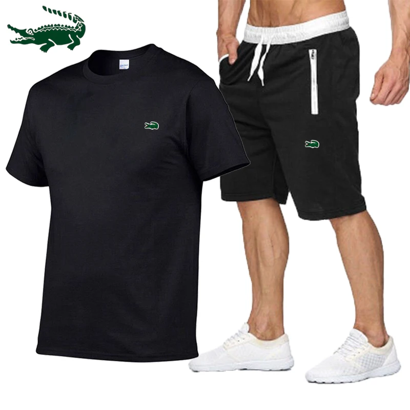 Top Trends: 2023 Summer Embroidery T Shirt For Men Sets Tracksuits Cotton Short Sleeve T-Shirts+ Shorts Sweatpants Jogging Homme Men Clothing Shoppable Styles