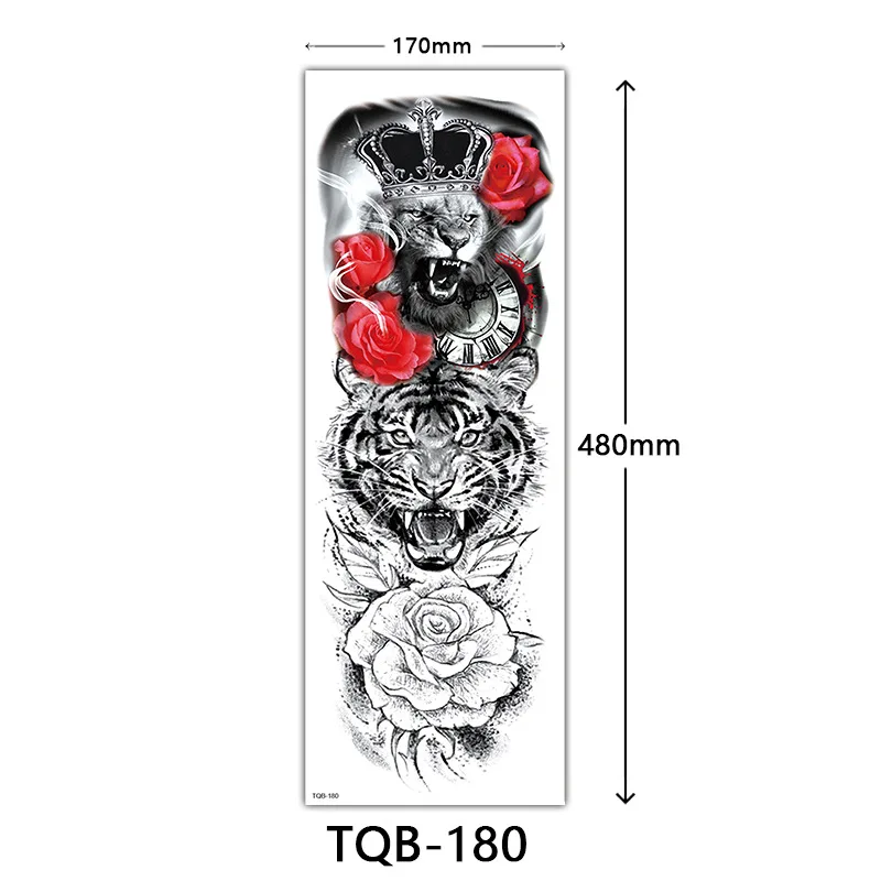 Top Trends: Large Arm Tattoo Sticker Full Sleeve Waterproof Body Art Full Fake Tatoo Tiger Wolf Flowers Rose Semi Permanent Tattoo Women Man Shoppable Styles - Image 6