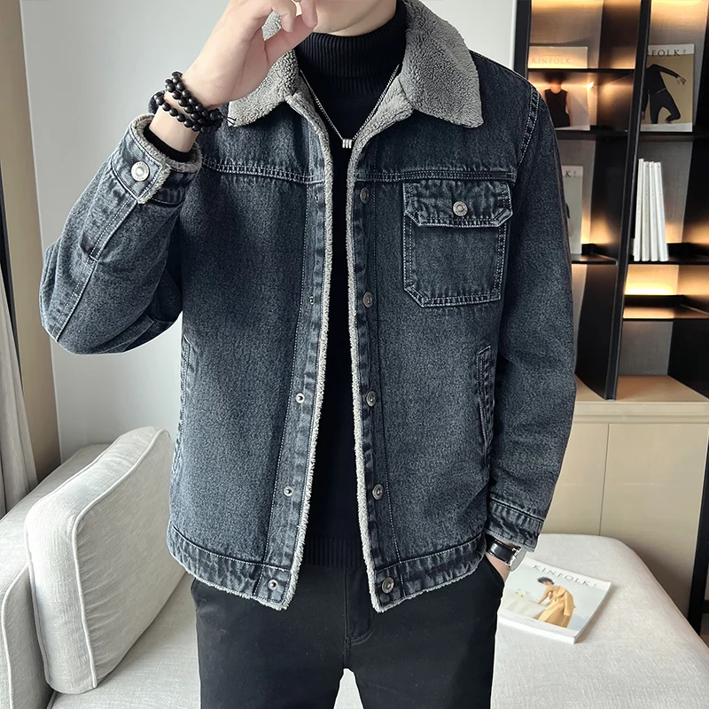 Top Trends: 2023 New Autumn Spring Men&#039;s High Quality Casual Denim Jacket / Men&#039;s Slim Fashion Plus Fleece Thickened Denim Jacket S-3XL Shoppable Styles