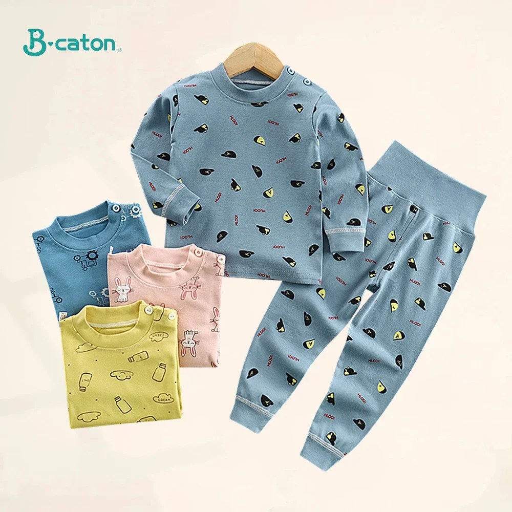 Top Trends: Spring Autumn Children Pajamas Set High Waist Cotton Kids Long Johns Sets Boys Girls Cotton Underwear Set For 1-6 Years Old Shoppable Styles