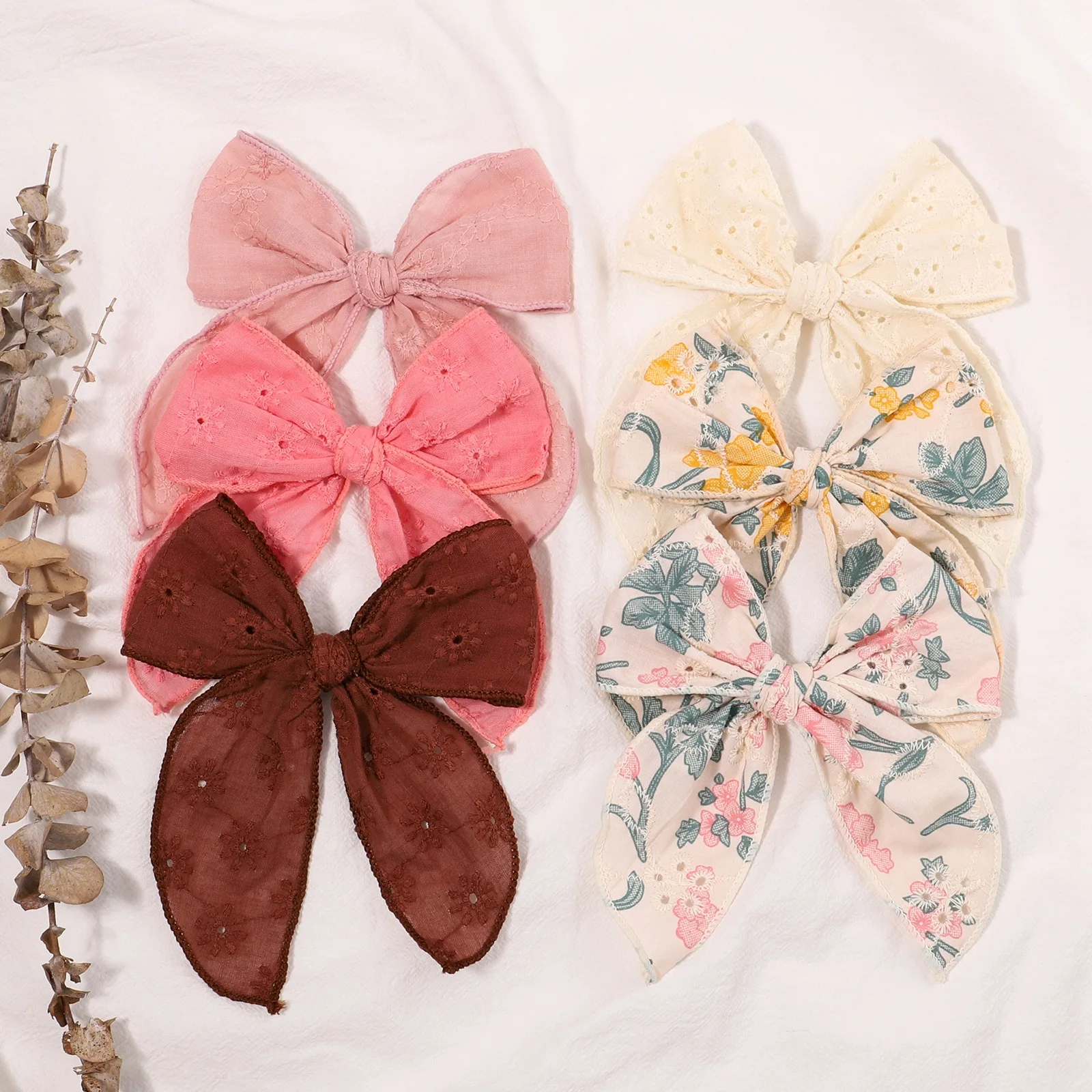 Top Trends: 1 Pcs Sweet Embroidery Print Kids Bows Hair Clips For Baby Girls Handmade Big Bowknot Hairpin Barrette Headwear Hair Accessories Shoppable Styles - Image 5