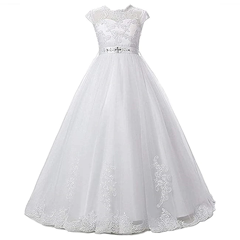 Top Trends: HYGLJL Lace Flower Girl Dress First Communion Baptism Dresses For Girls Robe Floor-Length Appliques Ball Gown With Beading Shoppable Styles