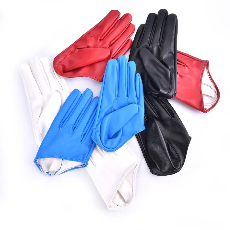 Top Trends: 2023 New Design Sexy Leather Gloves For Women Half Palm PU Leather Gloves Party Show Mittens Black Gold Silver Shoppable Styles