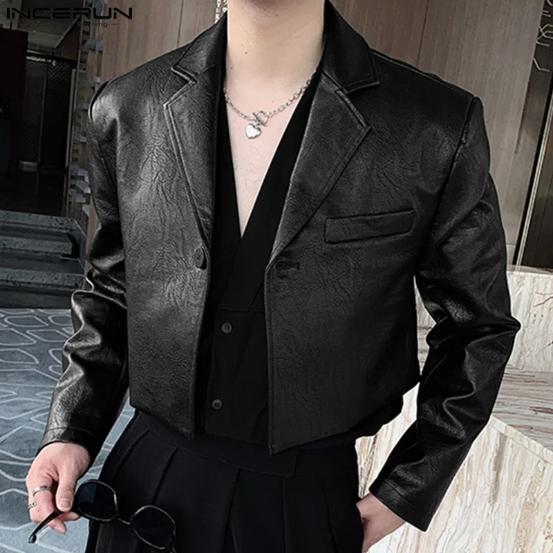 Top Trends: INCERUN Tops 2023 Korean Style Handsome Mens Short Leather Jackets Suit Casual Streetweat Male Long-sleeved Jackets Blazer S-5XL Shoppable Styles