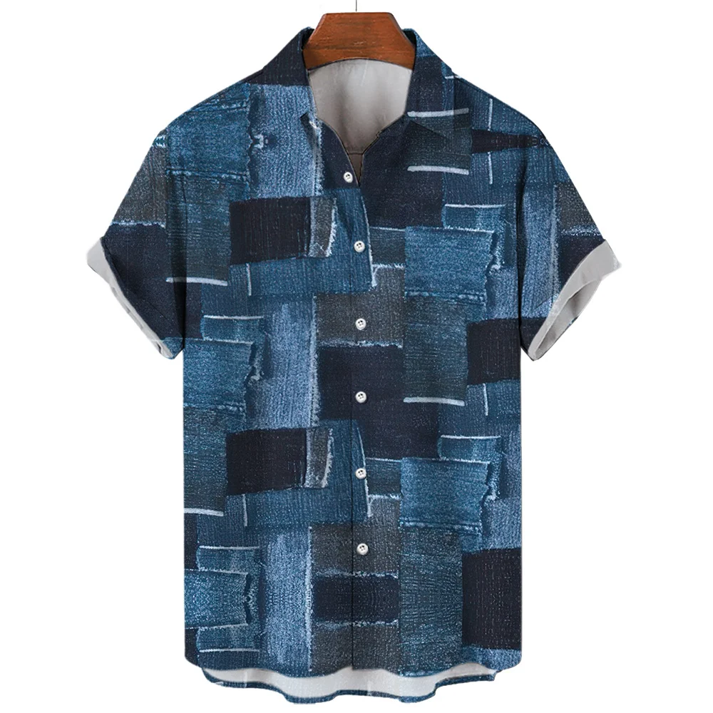 Top Trends: Vintage Shirts For Men 3D Print Short-Sleeved Casual Lapel Shirt Oversized Men's Clothing Patchwork Tees Tops Plaid Streetwear Shoppable Styles