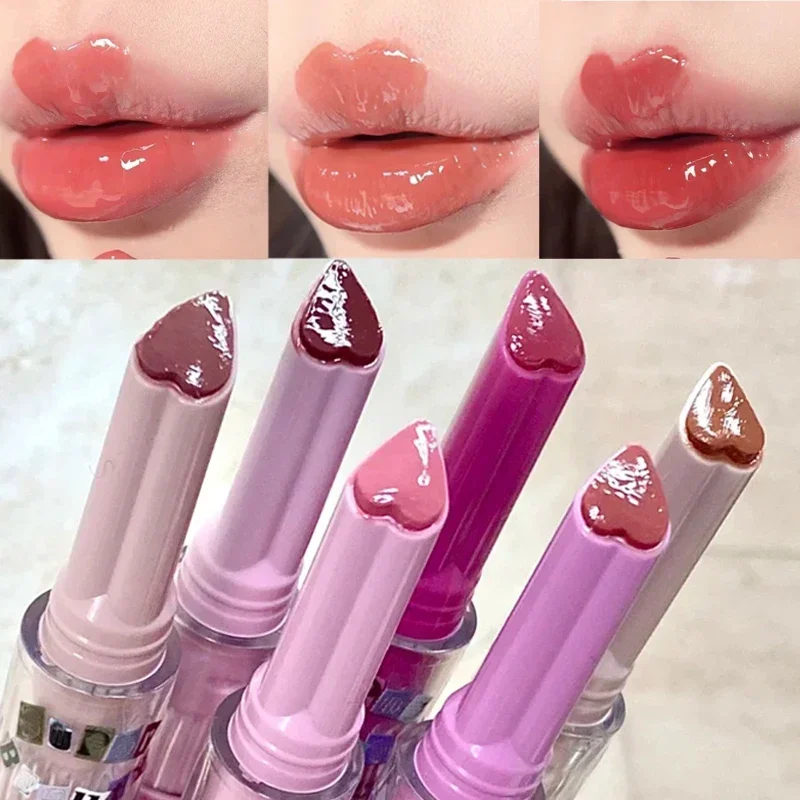 Top Trends: Jelly Mirror Lipstick Makeup Love Shape Waterproof Non-stick Cup Solid Lip Gloss Clear Long Lasting Moisturizing Lipstick Pen Shoppable Styles